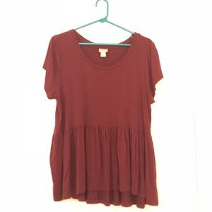 Maroon peplum tee